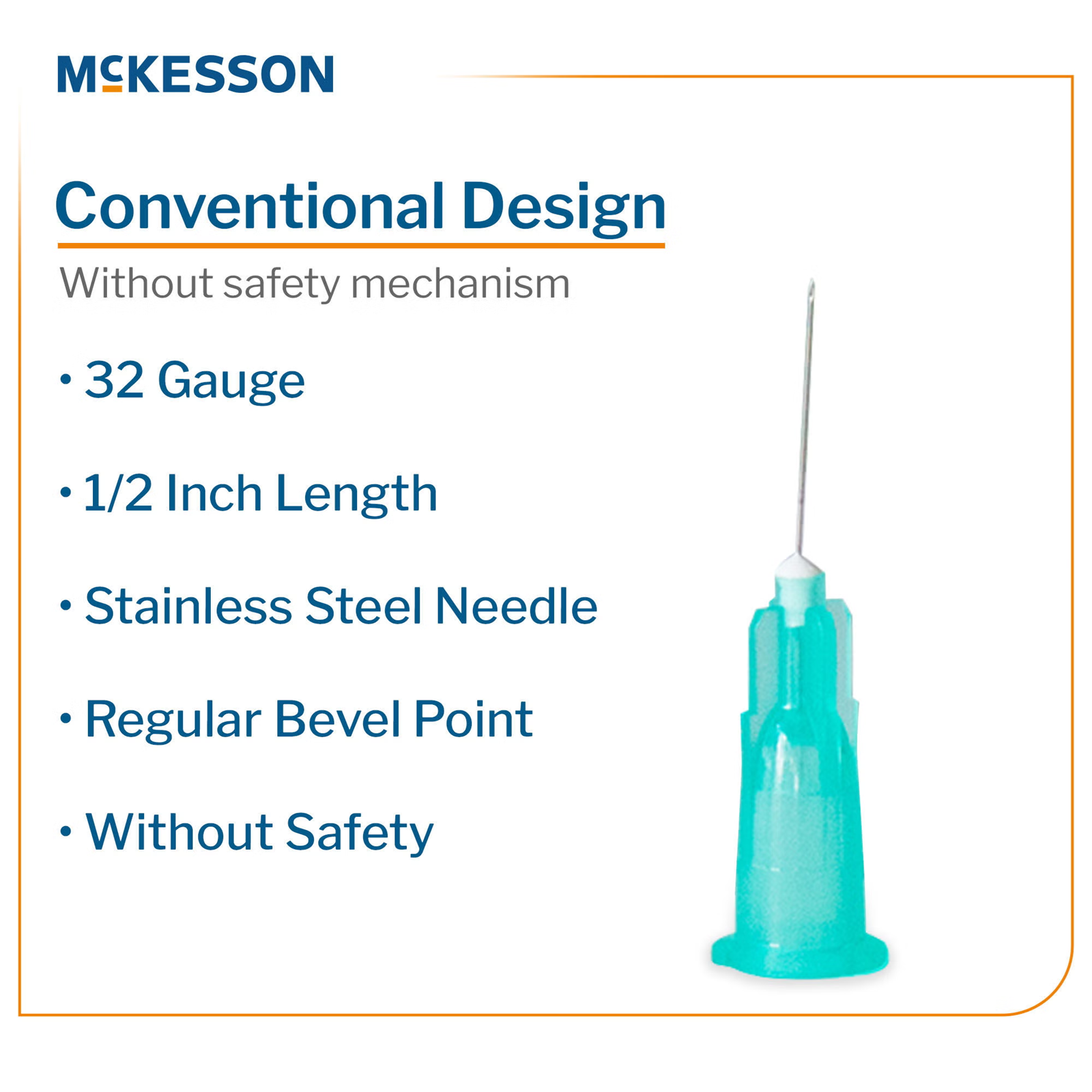 McKesson 31G–33G Thin Wall Hypodermic Needles 1/2 in.