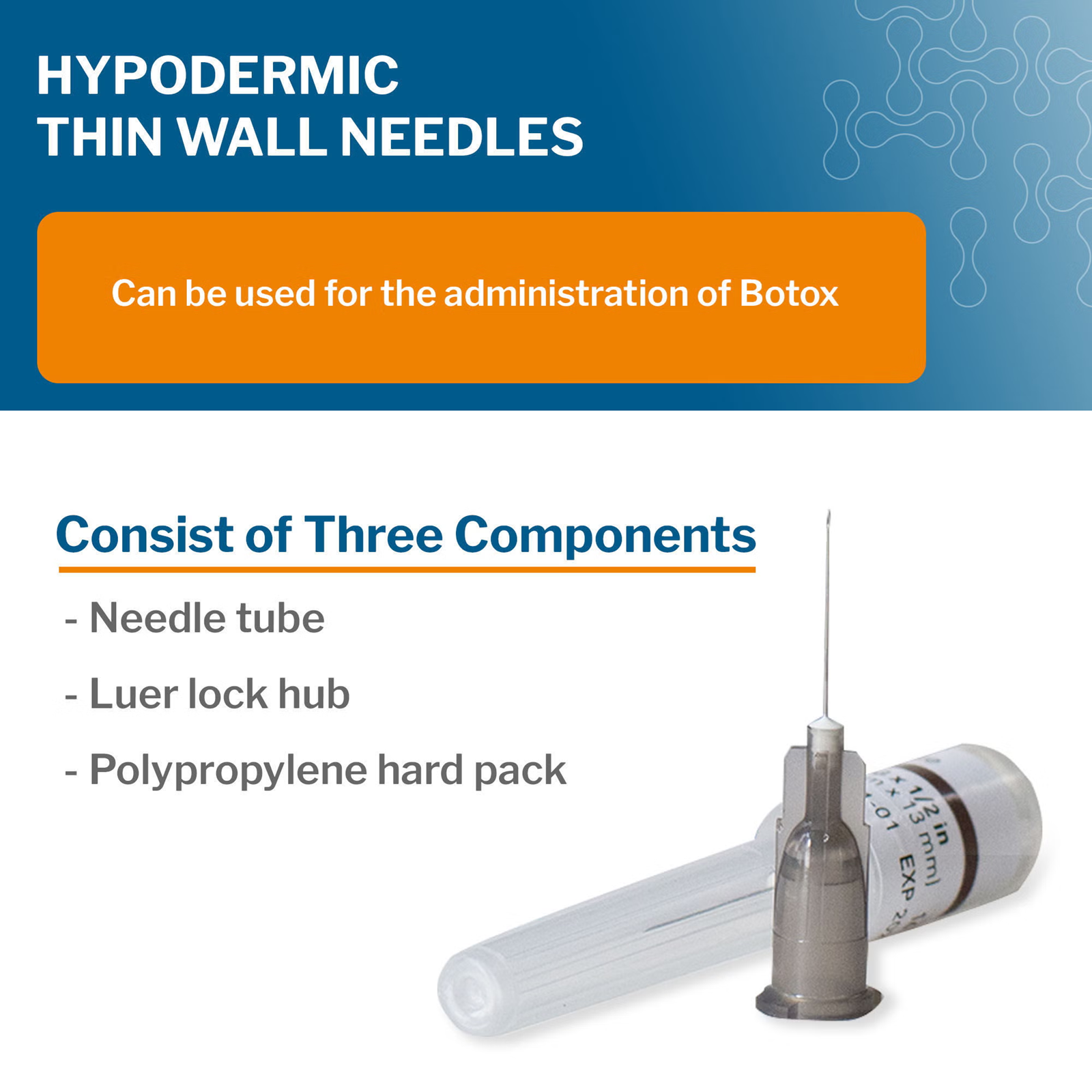 McKesson 31G–33G Thin Wall Hypodermic Needles 1/2 in.
