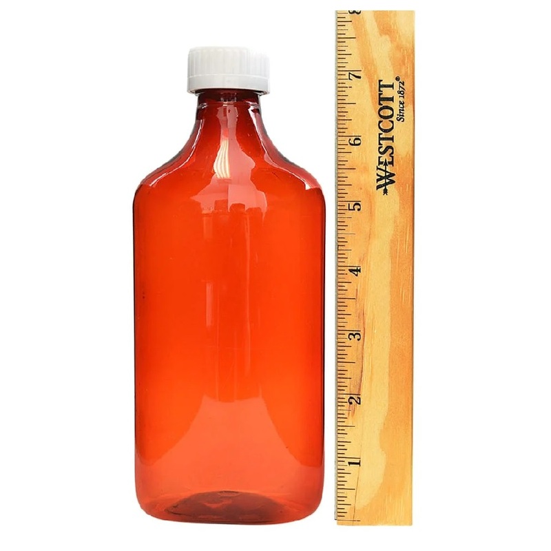 16oz Graduated Oval RX Bottles with Caps 50 Count- Amber