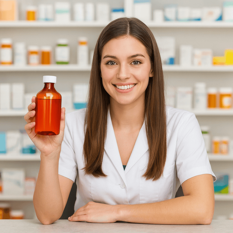 16oz Graduated Oval RX Bottles with Caps 50 Count- Amber