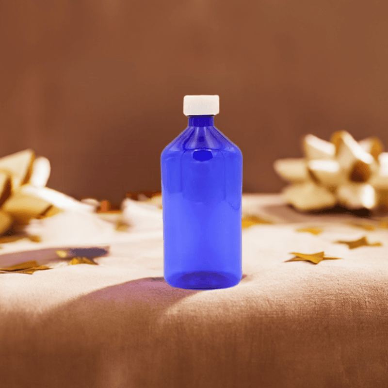16oz Graduated Oval RX Bottles with Caps 50 Count-Blue