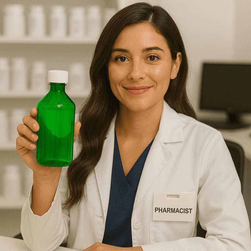 16oz Graduated Oval RX Bottles with Caps 50 Count-Green