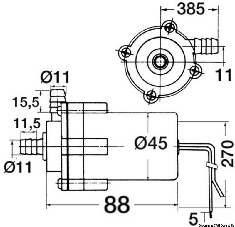 Centrifugal pump for sinks 12 V