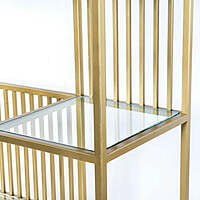 Modesto Golden Iron Frame Bookshelf with Glass Top
