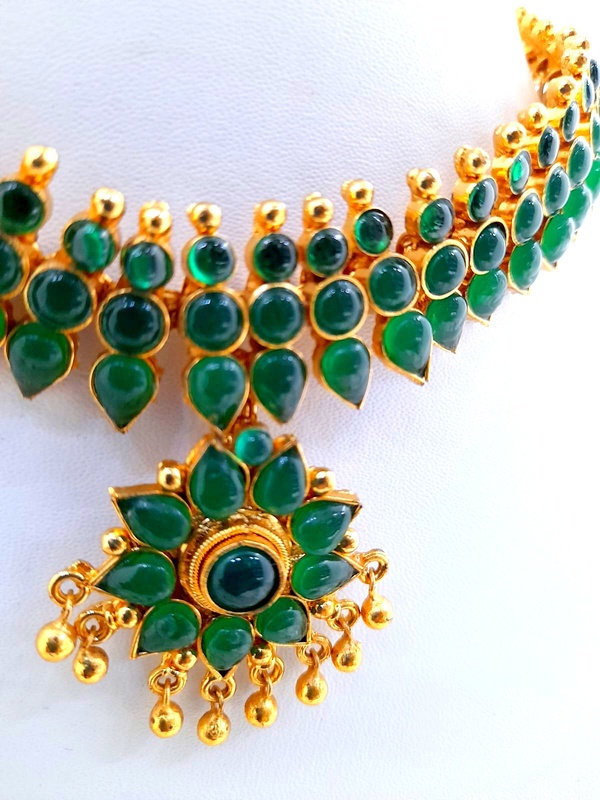 Panchalokam/Copper/Impon One Gram Gold Finish & Real Kempstones /Attigai/Addige