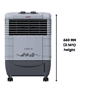 Kenstar grey air cooler featuring honey comb cooling technology. Kenstar grey air cooler featuring honey comb cooling technology.
