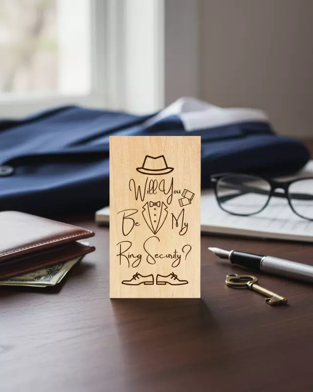 Heirloom Collection engraved Groom’s Proposal Cards for wedding party proposals.