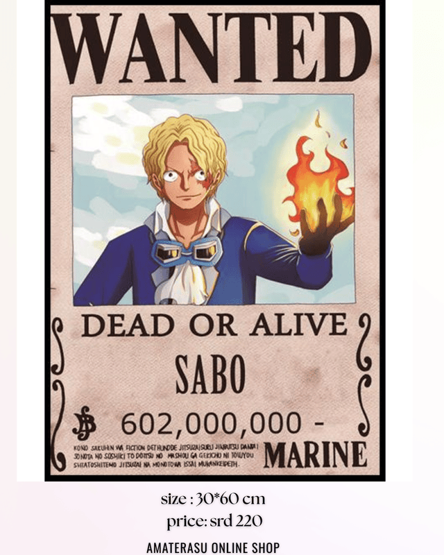 WANTED POSTER ONE PIECE SABO