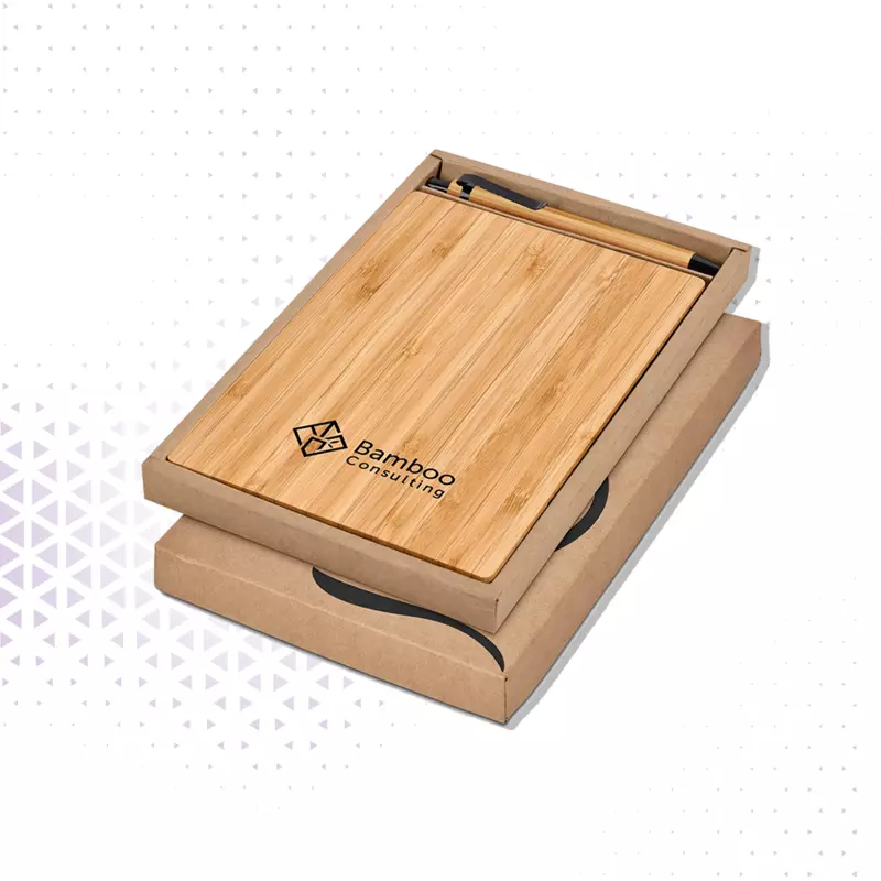 Bloco de Notas Bambu com caneta