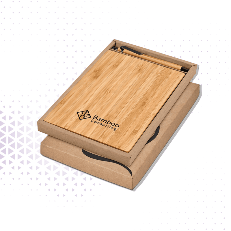 Bloco de Notas Bambu com caneta