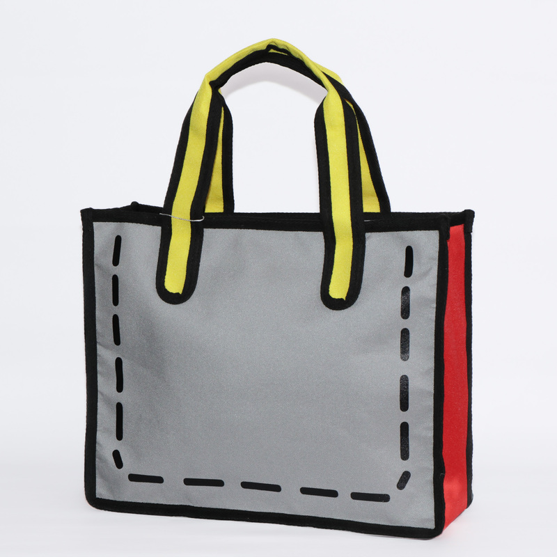 Bag Tote Grey Chic Graffiti Cartoon Canvas