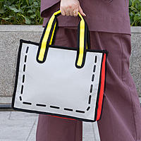 Bag Tote Grey Chic Graffiti Cartoon Canvas