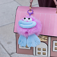Bag Charm Fuchia Smiley Fluffy