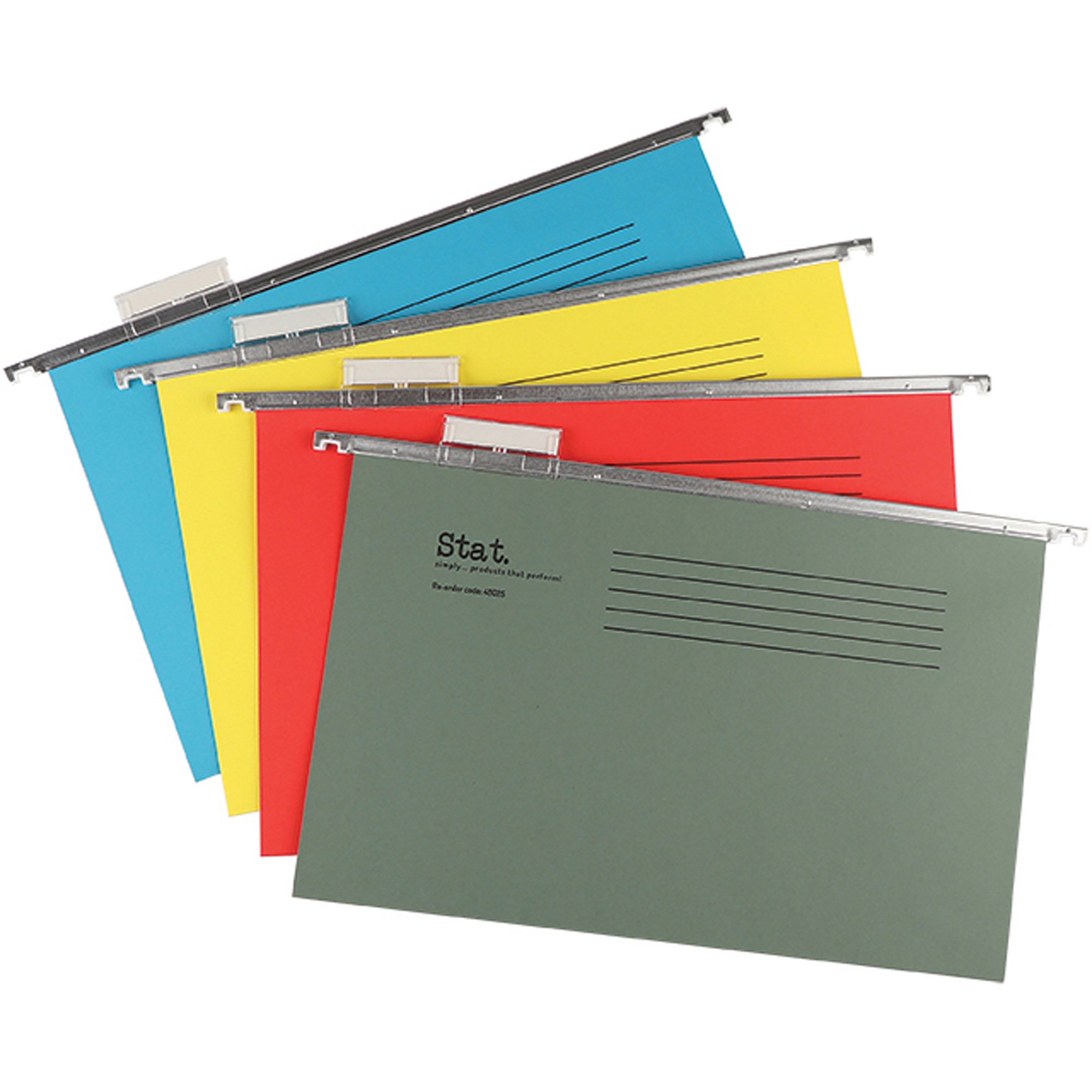 Stat Suspension Files Foolscap With Tabs & Inserts Assorted Pack  of 20
