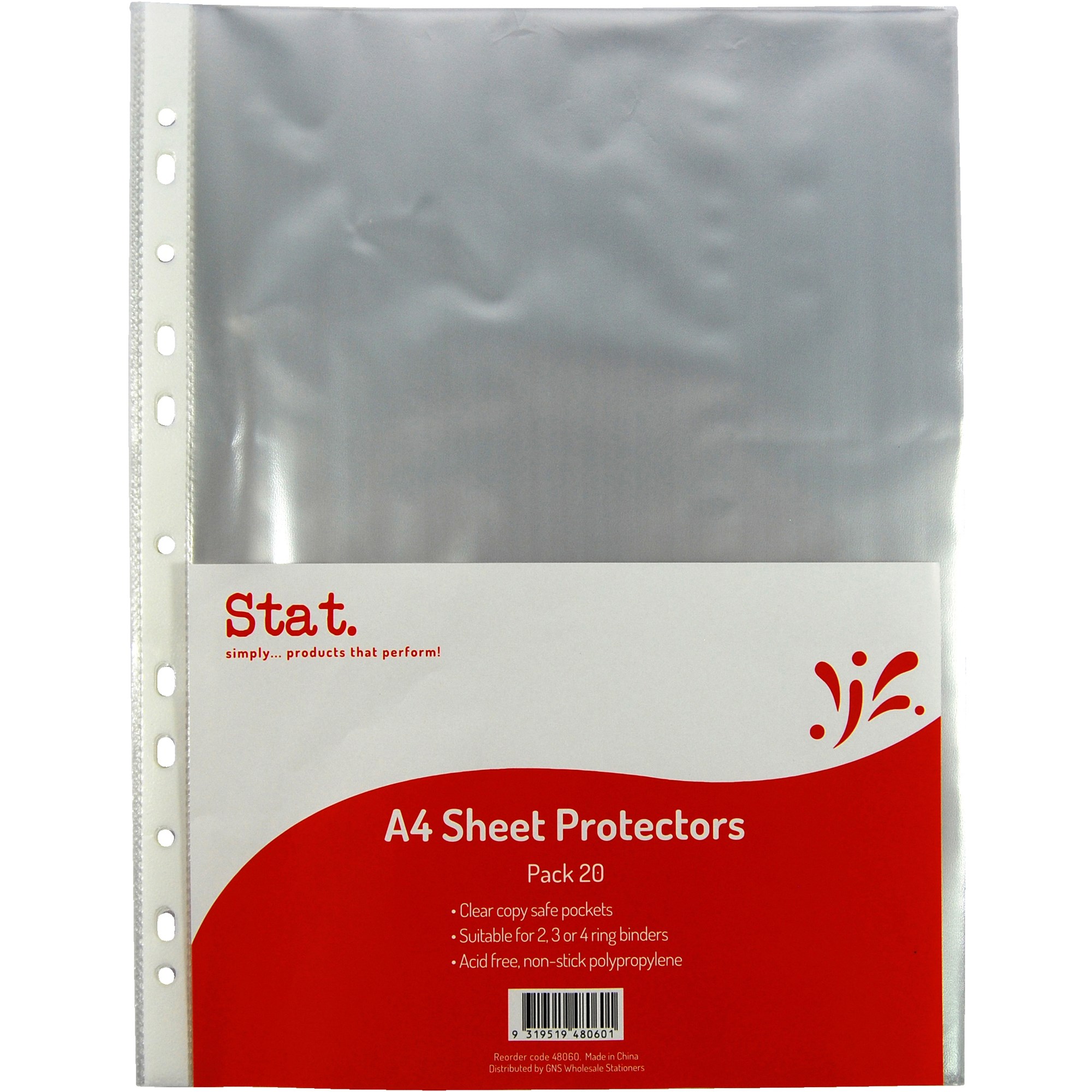 Stat Sheet Protectors A4 Light Weight 35 Micron Clear Pack  of 20