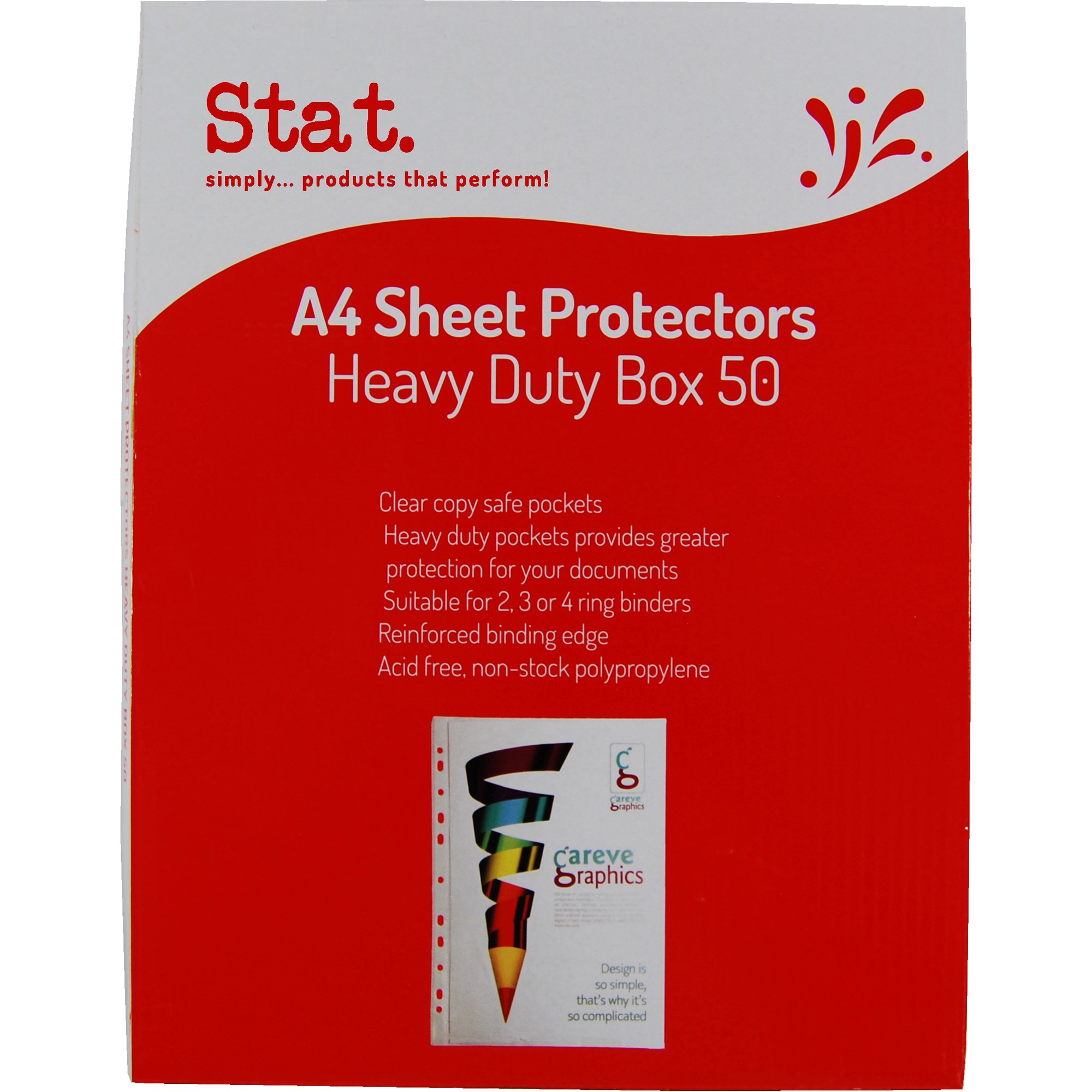 Stat Sheet Protectors A4 Heavy Duty 70 Micron Clear Pack  of 50