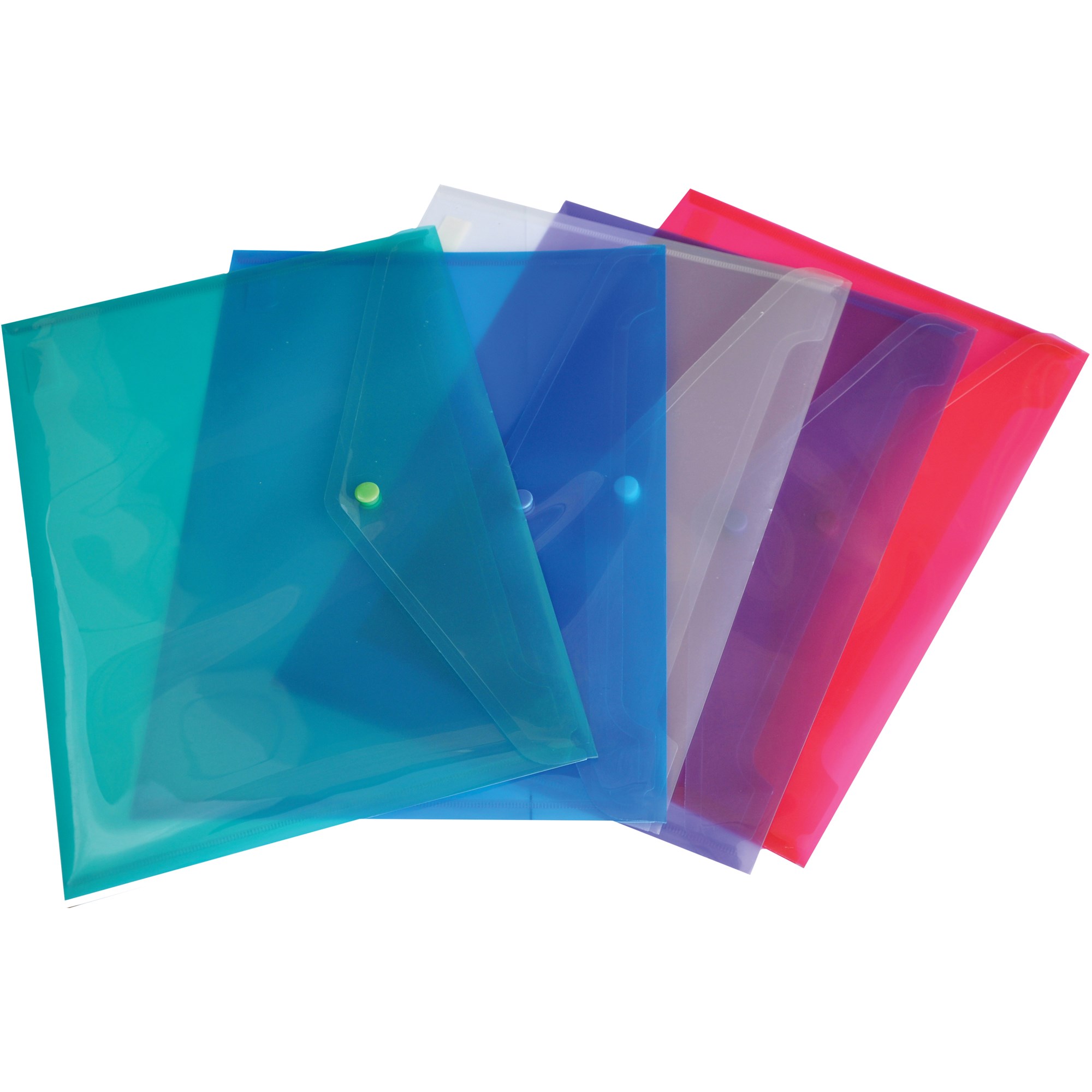 Stat Document Wallet A4 Polypropylene With Button Closure Assorted Pack  of 10