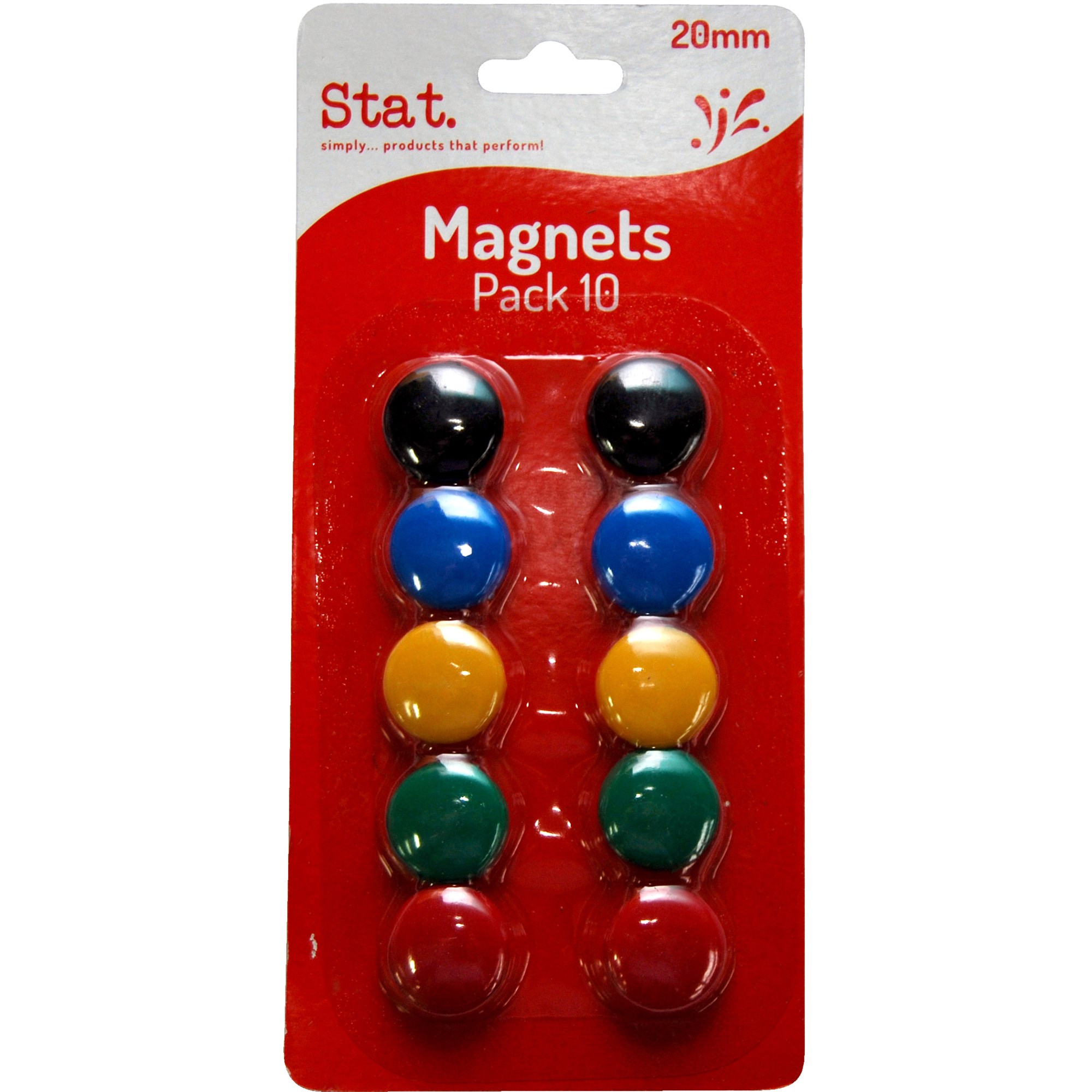 Stat Magnets 20mm Assorted Colours Pack  of 10
