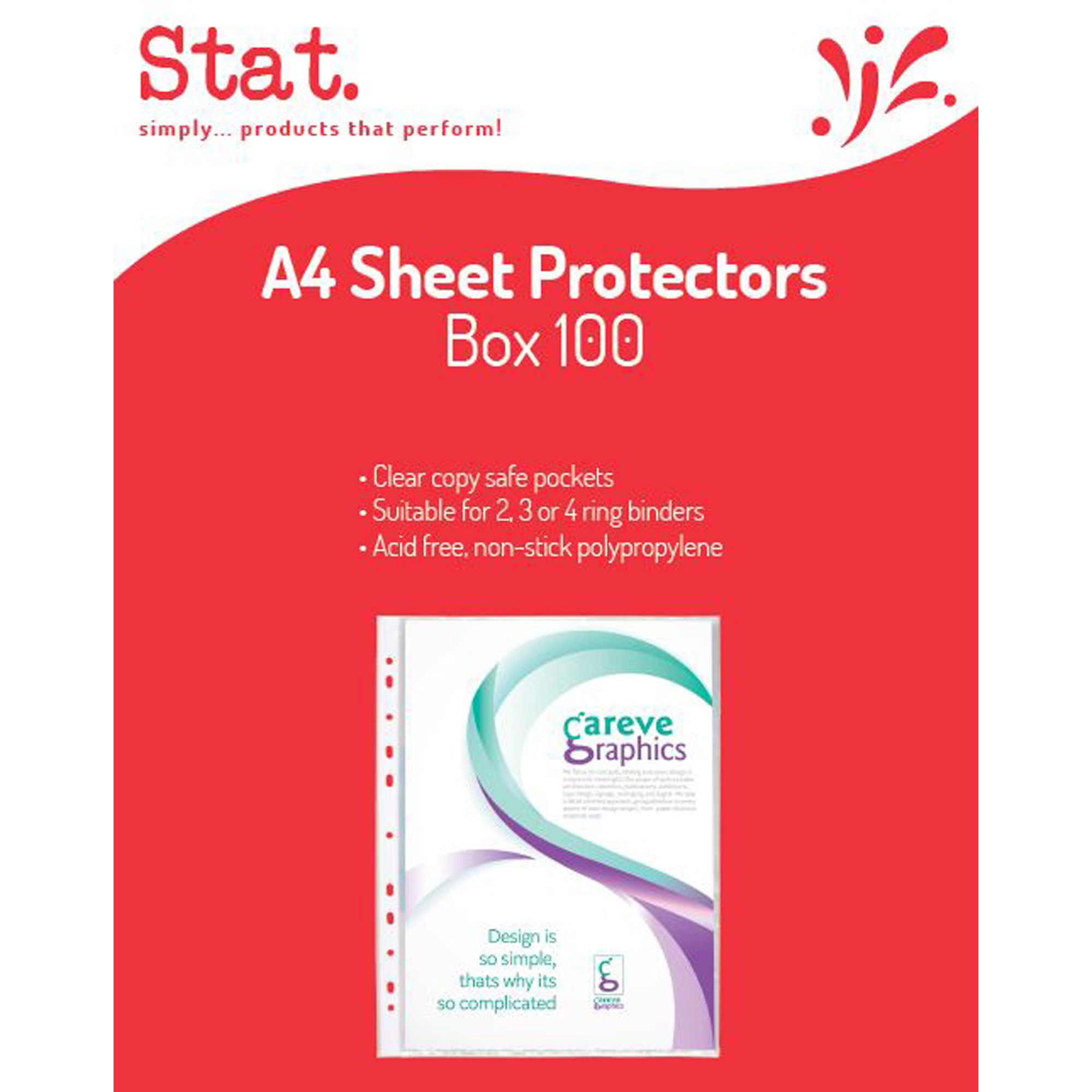 Stat Sheet Protectors A4 Light Weight 35 Micron Clear Box  of 100