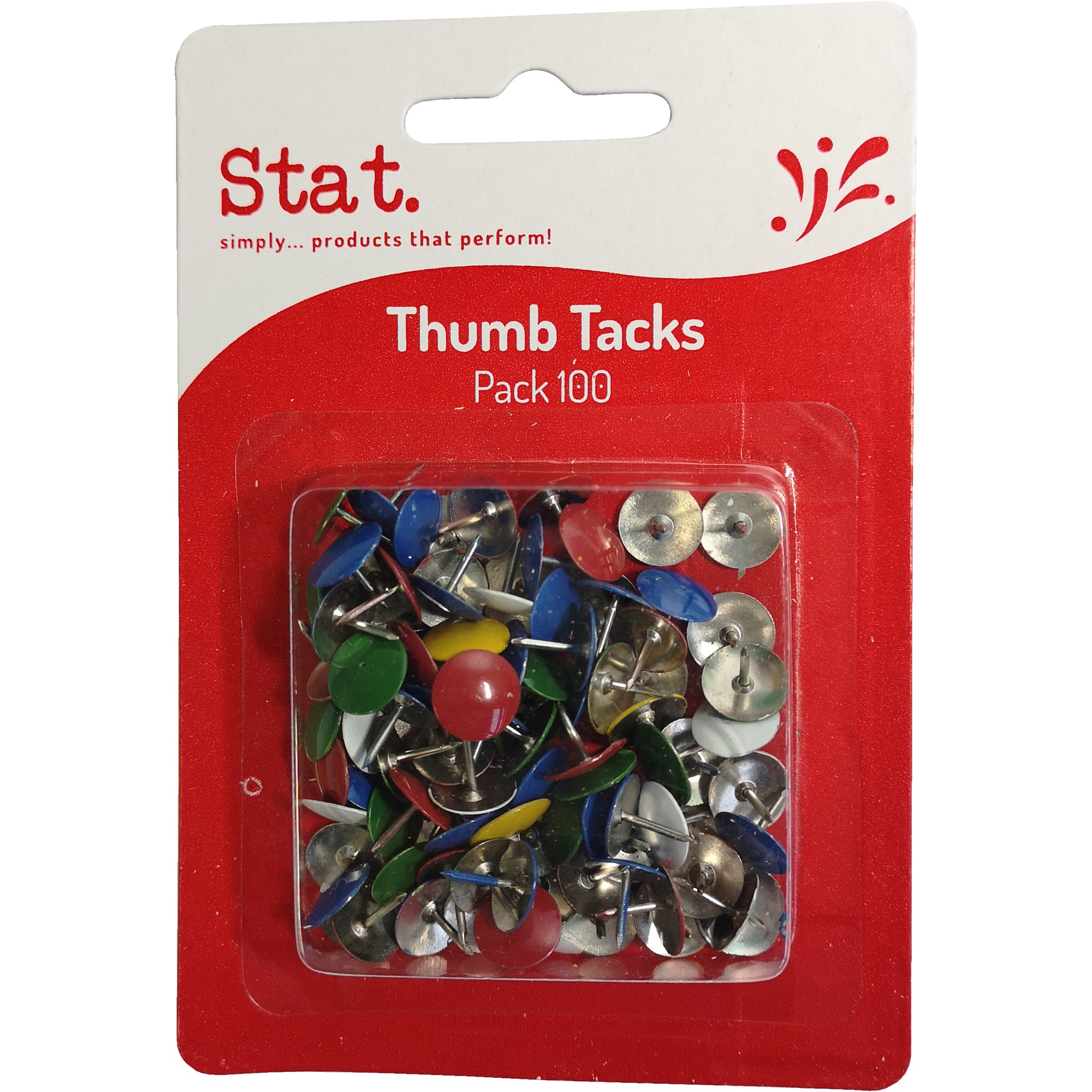 Stat Thumb Tacks Assorted Colours Pack  of 100