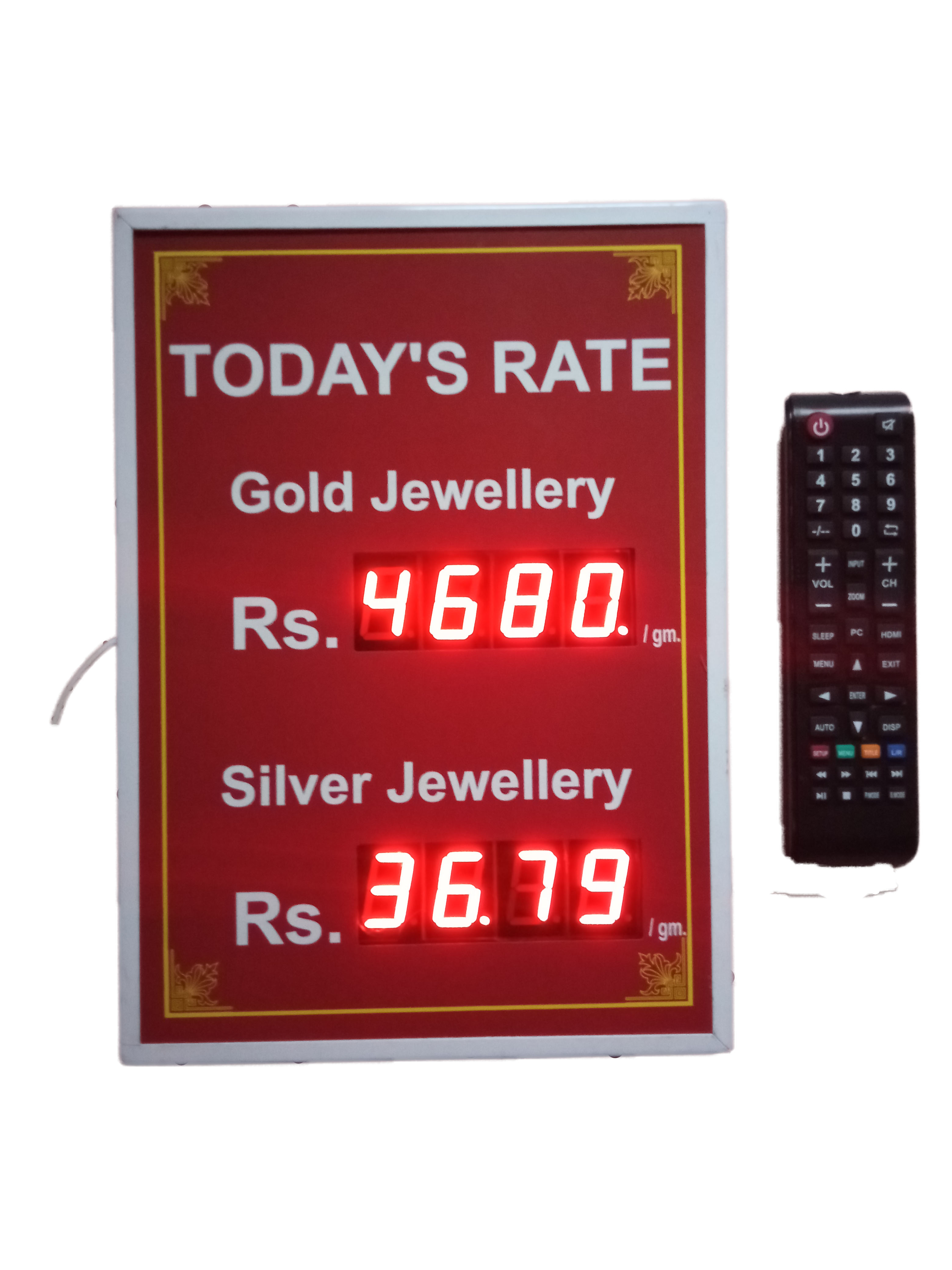 ArcEin Gold And Silver Rate board 1Inch LED Display board for use in Jewelry store ,showrooms ,etc