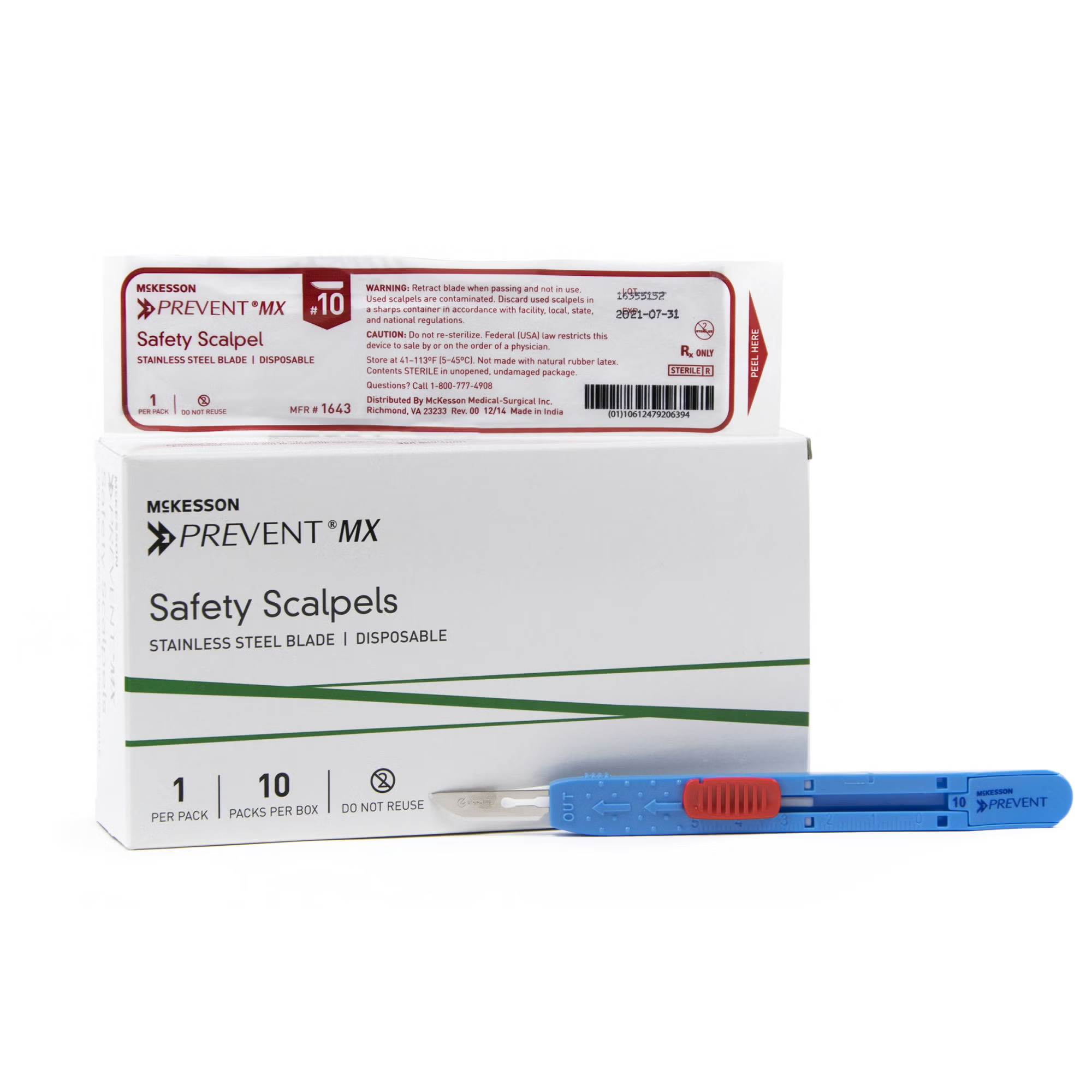 McKesson Prevent MX Safety Scalpels No. 10, 11 & 15 – BX/10EA