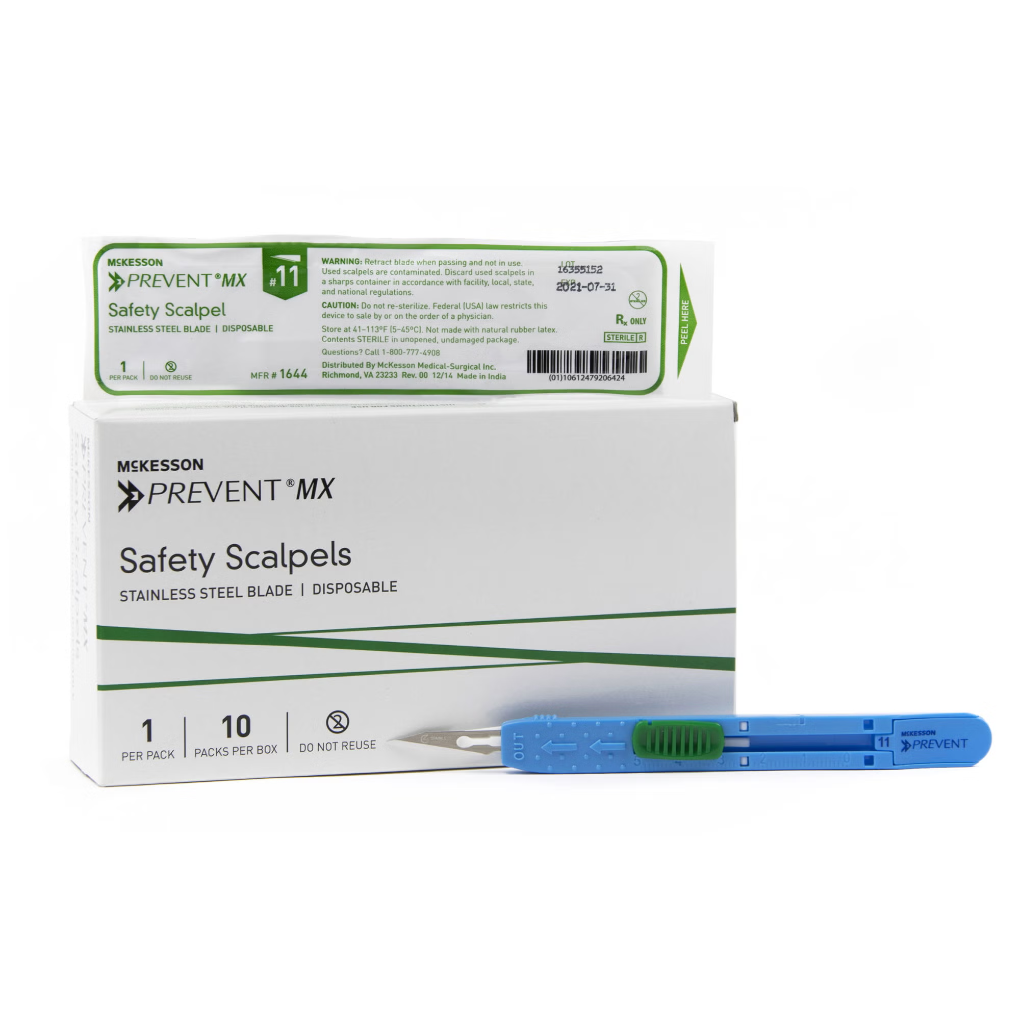 McKesson Prevent MX Safety Scalpels No. 10, 11 & 15 – BX/10EA