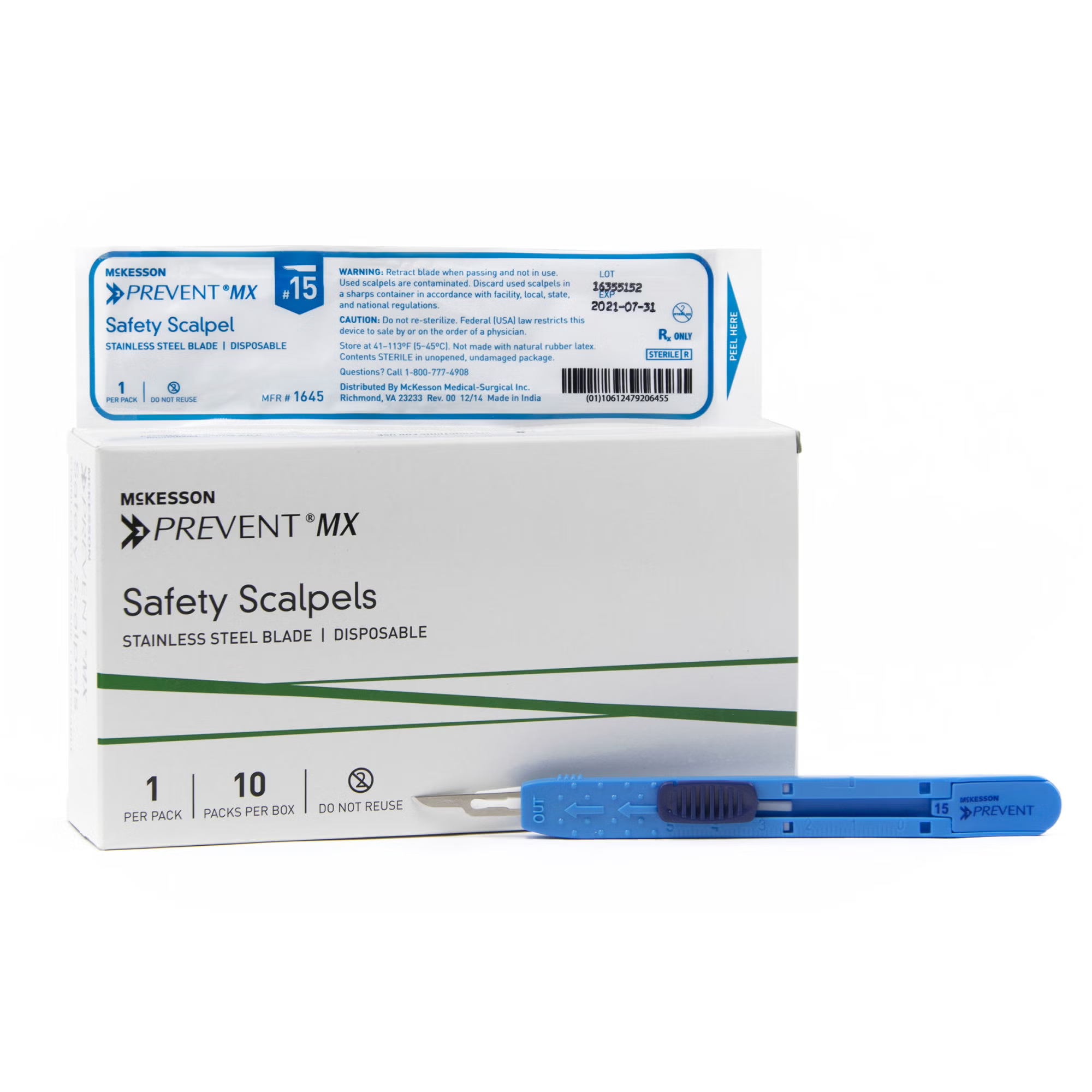 McKesson Prevent MX Safety Scalpels No. 10, 11 & 15 – BX/10EA