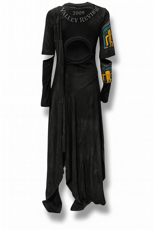 Face-back Vented Sleeve Sash Dress in Black Face-back Vented Sleeve Sash Dress in Black