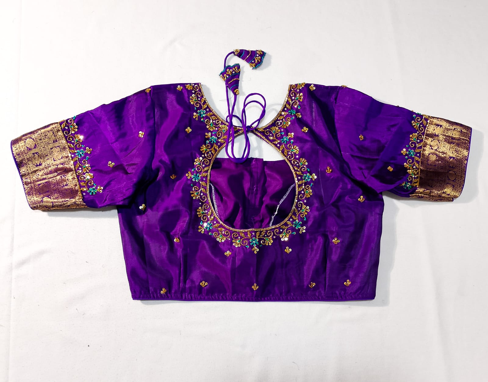 N631: Ready To Ship Beautiful Pure Kanchipattu Saree With Stitched Maggam Work Blouse