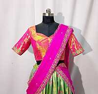 K098: Ready To Ship Beautiful Semi Kanchipattu Work Lehanga Set