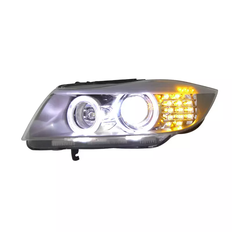 E90 3 Series OEM Style Round Ring Headlights (2005β2012 | Halogen Only)
