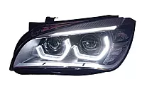 E84 X1 DTM Style LED Headlights w/Etched Rings & LED Eyebrows (2010β2015)