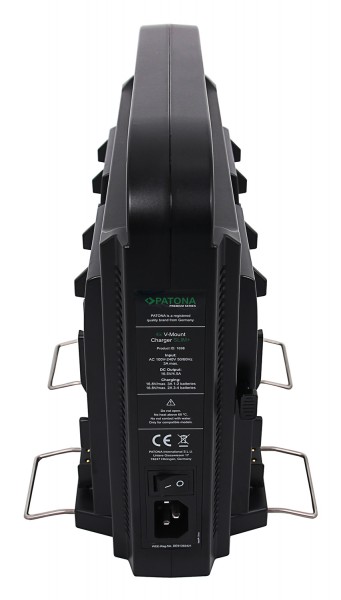 PATONA compact parallel 4-way slim charger for Sony Red DSLR V-Моunt batteries with power supply function incl. 4-pin XLR cable