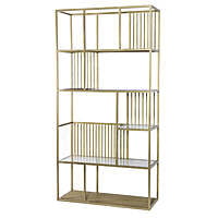 Modesto Golden Iron Frame Bookshelf with Glass Top
