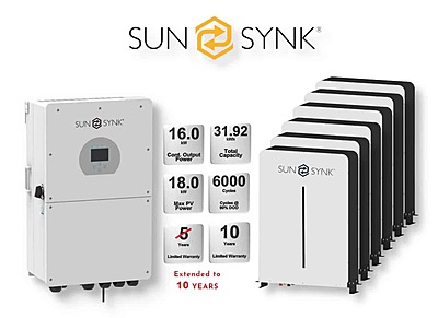 16.0 kW SUNSYNK Hybrid - SUNSYNK Combo, c/w 6 x 5.32 G kWh Lithium Batteries 16.0 kW SUNSYNK Hybrid - SUNSYNK Combo, c/w 6 x 5.32 G kWh Lithium Batteries