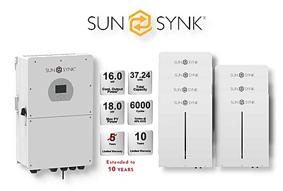 16.0 kW SUNSYNK Hybrid - SUNSYNK Combo, c/w 7 x 5.32 G kWh Lithium Batteries