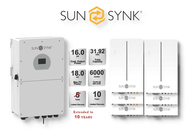 16.0 kW SUNSYNK Hybrid - SUNSYNK Combo, c/w 6 x 5.32 W kWh Lithium Batteries