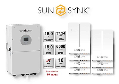 16.0 kW SUNSYNK Hybrid - SUNSYNK Combo, c/w 7 x 5.32 W kWh Lithium Batteries