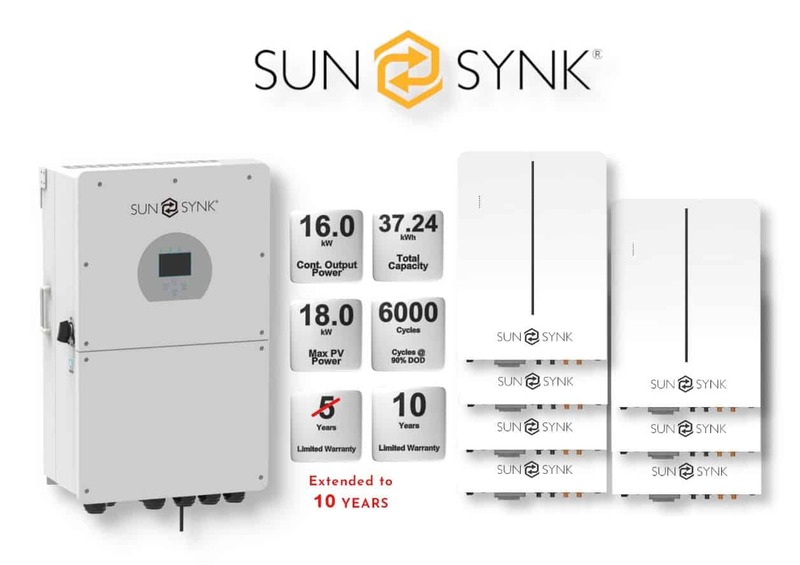 16.0 kW SUNSYNK Hybrid - SUNSYNK Combo, c/w 7 x 5.32 W kWh Lithium Batteries
