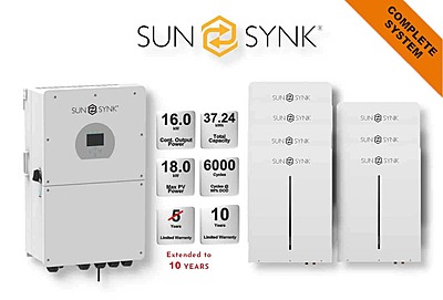 16.0 kW SUNSYNK Hybrid - SUNSYNK Combo, c/w 7 x 5.32 G kWh Lithium Batteries