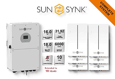 16.0 kW SUNSYNK Hybrid - SUNSYNK Combo, c/w 6 x 5.32 W kWh Lithium Batteries