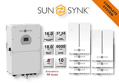 16.0 kW SUNSYNK Hybrid - SUNSYNK Combo, c/w 7 x 5.32 W kWh Lithium Batteries