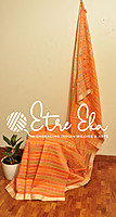 Banarazi Cotton Saree- Handwoven- Pastel Orange, Green and Pink
