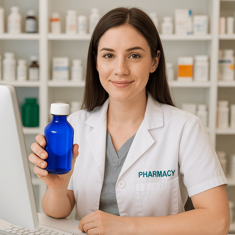 16oz Graduated Oval RX Bottles with Caps 50 Count-Blue