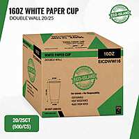 16oz Eco-Island Paper Cup White Double Wall 20/25