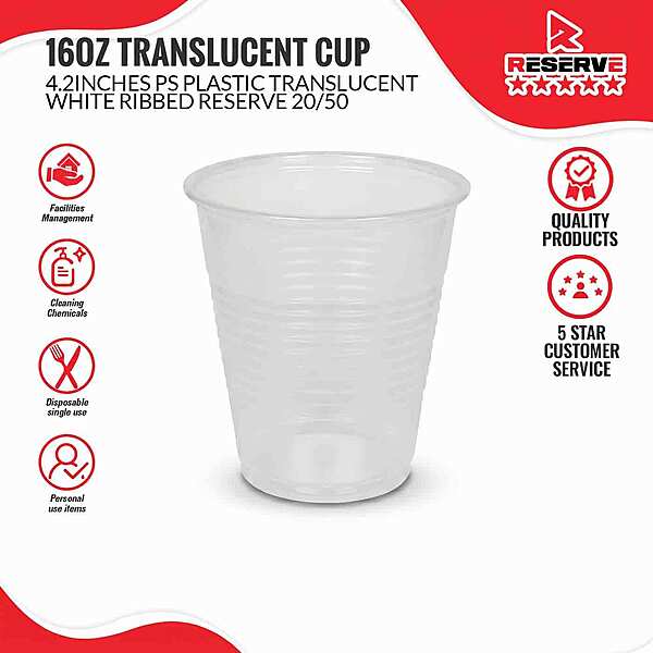 16oz P/Cups Translucent Reserve 20/50