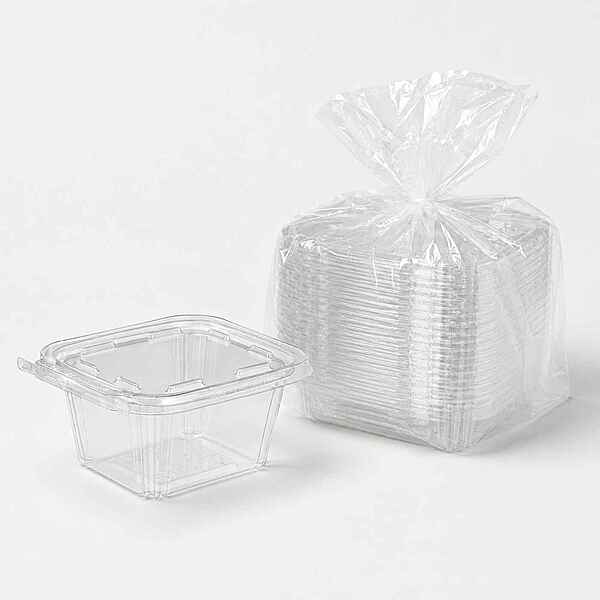 16oz Rectangular Tamper-Proof Container with Flat Lid 4/50