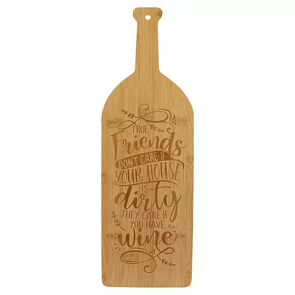 17" X 5 1/4" Wine Bottle Shaped Bamboo Board