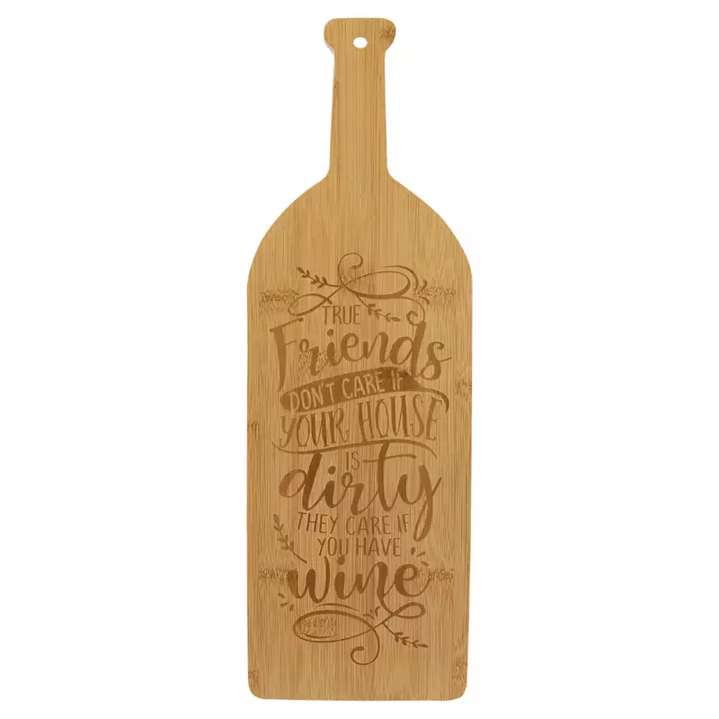 17" X 5 1/4" Wine Bottle Shaped Bamboo Board